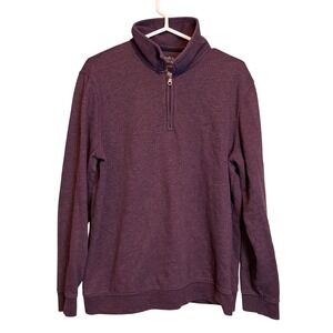 Croft & Barrow Mens Large Extra Soft Quarter Zip Pullover Heathered Purple Mock